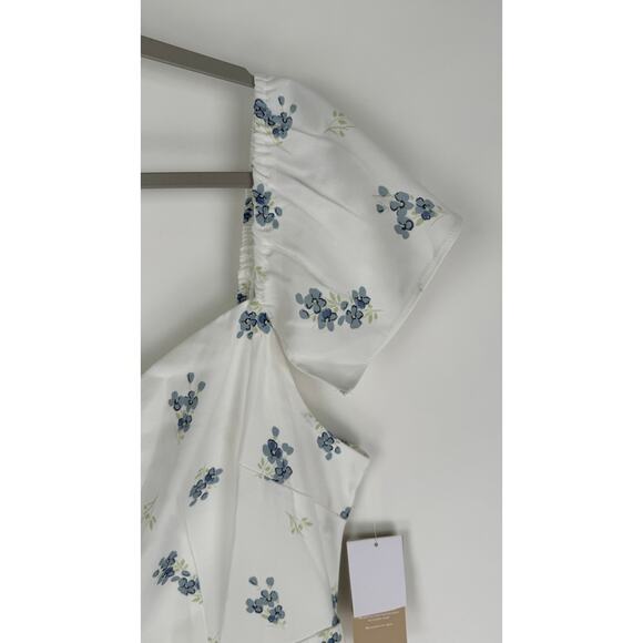 JustFab Flutter Sleeve Midi Dress Marshmallow Romance Floral Womens XXL New - Picture 5 of 14